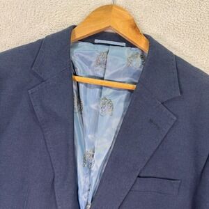 William Hunt Savile Row Blazer Jacket Mens 42R Navy Linen Single Breasted Casual